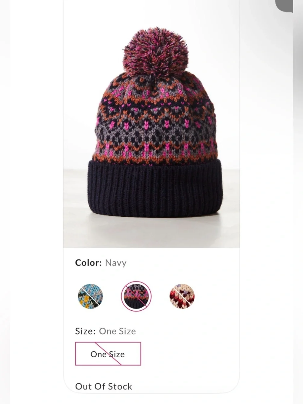 Free People First Frost Fairisle Pom Pom Beanie NEW